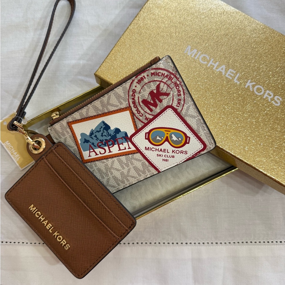 Michael Kors Aspen Ski Club Card Case Duo Wristlet NWT